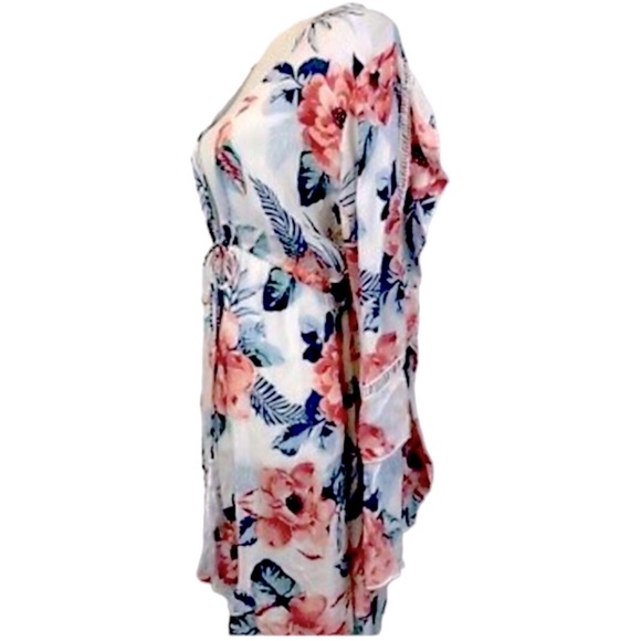 Blue Island floral open front beach dress, - Picture 3 of 7